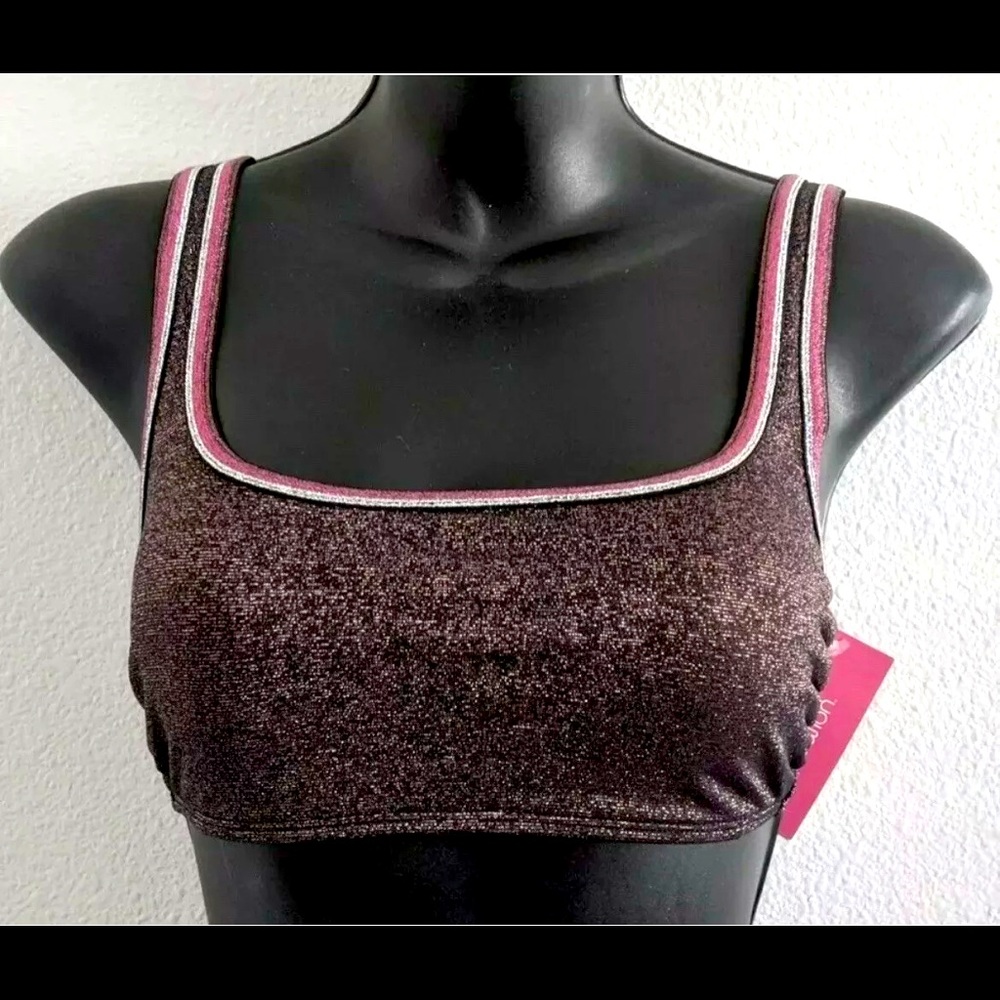 Women's Metallic Shine Bikini Swimsuit Top L(8-10)